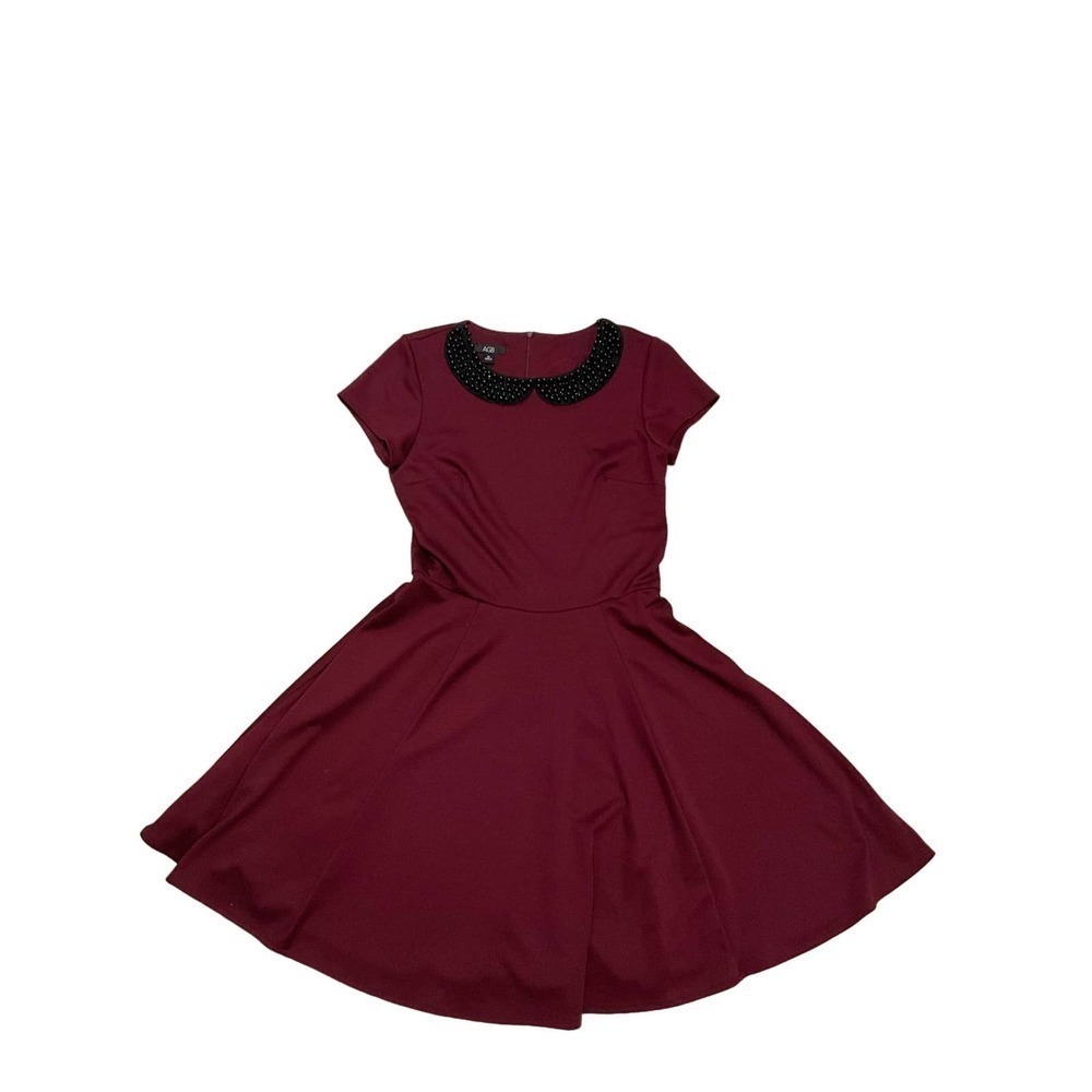 Rockabilly New AGB burgundy dress‎ sz 10 Beaded collar